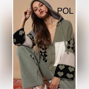 POL Multicolor Heart Pattern Sweater